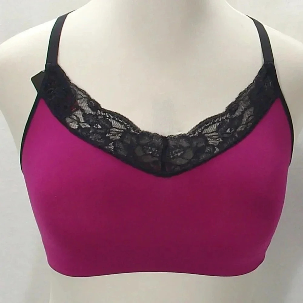 SMALL Maidenform Fit To Flirt Seamless Lace Bralette Burgundy NWT